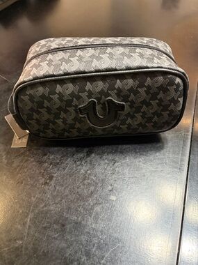 True Religion Black Patterned Toiletry Dopp Bag